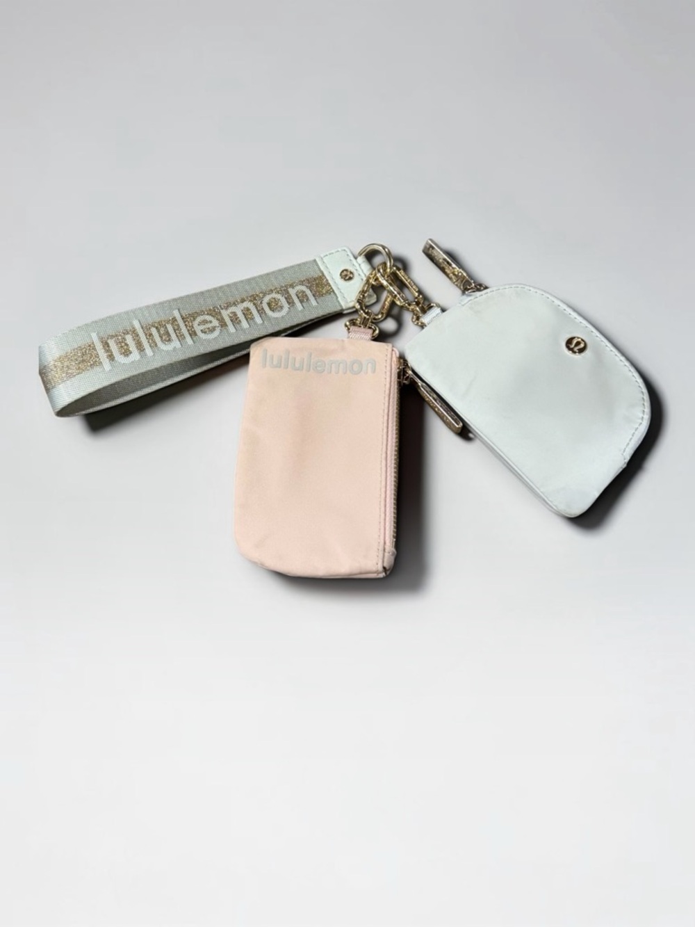 Lululemon athletica Dual Pouch Wristlet Vapor/Gold/White